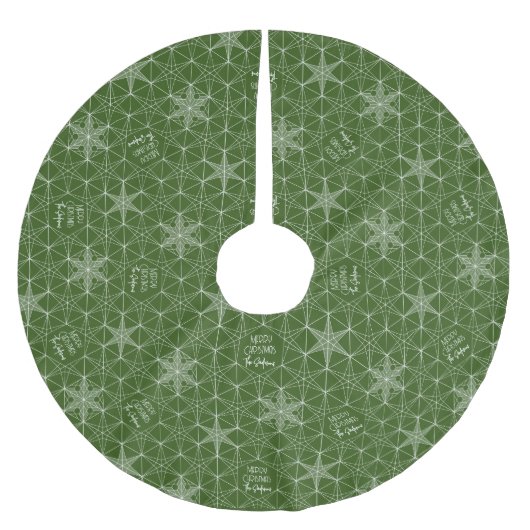 Familienname Personalisierter Schneeflockenbaum-Ro Polyester Weihnachtsbaumdecke (Vorderseite)