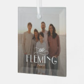 Familienname Personalisiertes Foto Weihnachtsschmu Ornament Aus Glas (Vorderseite links)