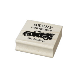 Familienname Pine Tree Truck Weihnachten Gummistempel