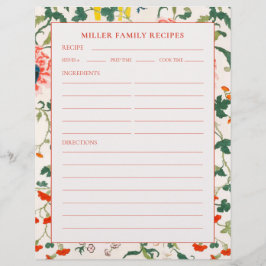Familienname Recipe Binder Seite | Blühende Blume