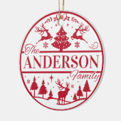 Familienname Red and White Classic Custom Christma Keramik Ornament (Links)