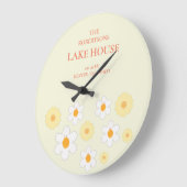 Familienname Retro Floral Große Wanduhr (Winkel)