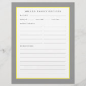 Familienname + Rezepte | Einfach Graugelb & Weiß (Vorderseite)