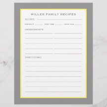 Familienname + Rezepte | Einfach Graugelb & Weiß