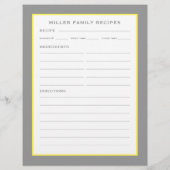 Familienname + Rezepte | Einfach Graugelb & Weiß (Rückseite)