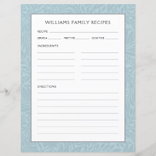 Familienname-Rezeptorseite Vintag Blue Floral