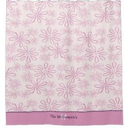 Familienname & rosa und blütenfarbiges Muster für  Duschvorhang