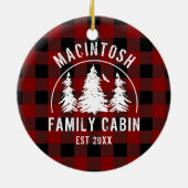 Familienname Rot Buffalo Kariert Keramik Ornament (Hinten)