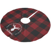 Familienname Rot und Schwarz Buffalo Kariert Bauer Polyester Weihnachtsbaumdecke (Schrägansicht)