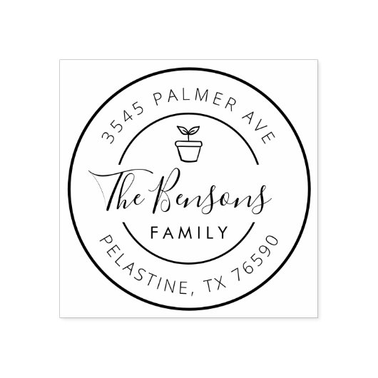 Familienname Rücksendeadresse rund Logo, Niedlich  Gummistempel (Prägung)