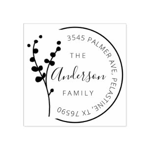 Familienname Rücksendeadresse rund Logo Selbstein Gummistempel