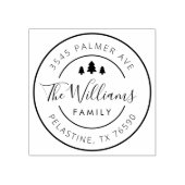 Familienname Rücksendeadresse rund Logo, Weihnacht Gummistempel (Prägung)
