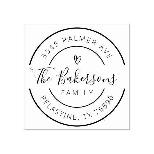 Familienname Rücksendeadresse rundes Logo Selbstfa Gummistempel (Prägung)