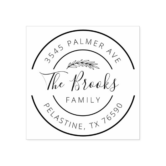 Familienname Rücksendeadresse rundes Logo Selbstfa Gummistempel (Prägung)