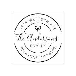 Familienname Rücksendeadresse rundes Logo Selbstfa Gummistempel