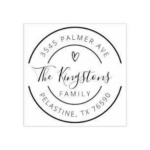 Familienname Rücksendeadresse rundes Logo Selbstfa Gummistempel
