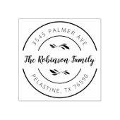 Familienname Rücksendeadresse rundes Logo Selbstfa Gummistempel (Prägung)