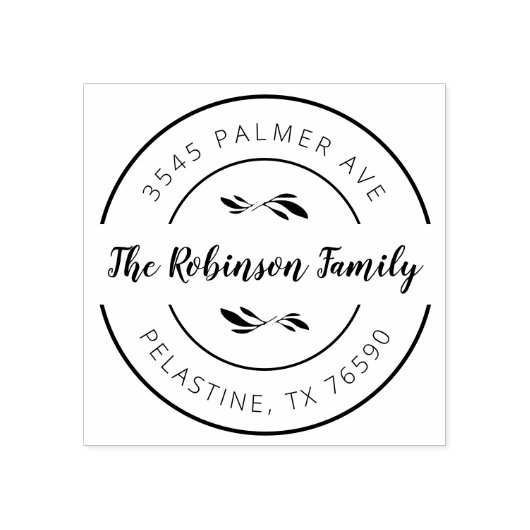 Familienname Rücksendeadresse rundes Logo Selbstfa Gummistempel (Prägung)