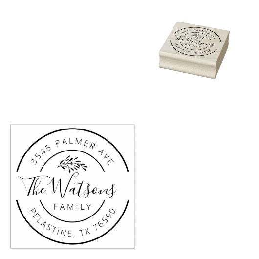 Familienname Rücksendeadresse rundes Logo Selbstfa Gummistempel (Stempel)