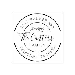 Familienname Rücksendeadresse rundes Logo Selbstfa Gummistempel