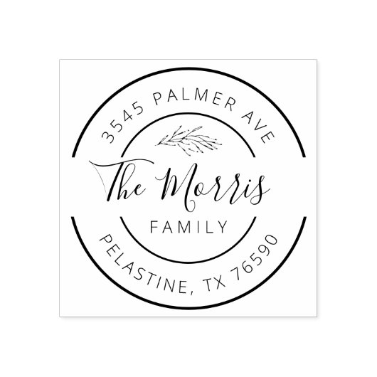 Familienname Rücksendeadresse rundes Logo Selbstfa Gummistempel (Prägung)