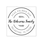 Familienname Rücksendeadresse rundes Logo Selbstfa Gummistempel (Prägung)