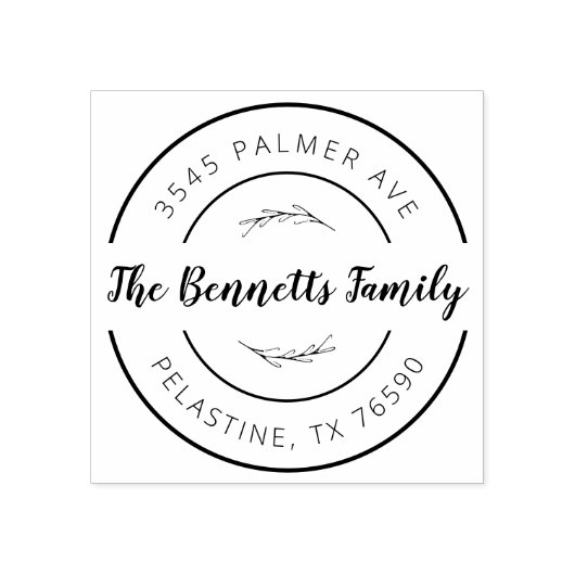 Familienname Rücksendeadresse rundes Logo Selbstfa Gummistempel (Prägung)