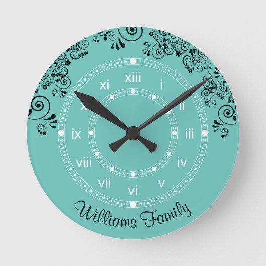 Familienname Runde Wanduhr (Vorderseite)