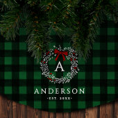 Familienname Rustic Holiday Wreath Buffalo Kariert Polyester Weihnachtsbaumdecke