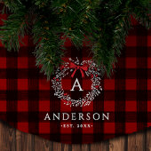 Familienname Rustic Holiday Wreath Buffalo Kariert Polyester Weihnachtsbaumdecke