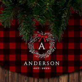 Familienname Rustic Holiday Wreath Buffalo Kariert Polyester Weihnachtsbaumdecke