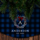Familienname Rustic Holiday Wreath Buffalo Kariert Polyester Weihnachtsbaumdecke