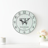 Familienname Rustic Wood Lake House Große Wanduhr (Zuhause)