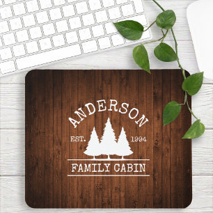 Familienname Rustic Wood Print Mousepad