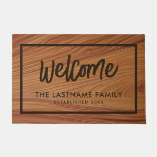Familienname - Rustikale moderne Holzdrucke Fußmatte
