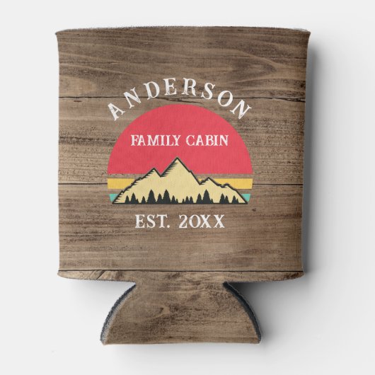 Familienname: Rustikale Retro-Bäume Dosenkühler (Vorderseite)