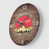 Familienname: Rustikale Retro-Bäume Große Wanduhr (Winkel)