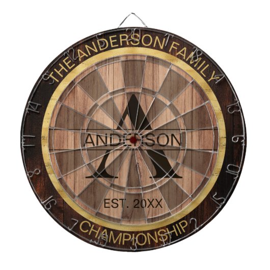 Familienname Rustikales Bauernhaus Holz Mit Monogr Dartscheibe (vorne)