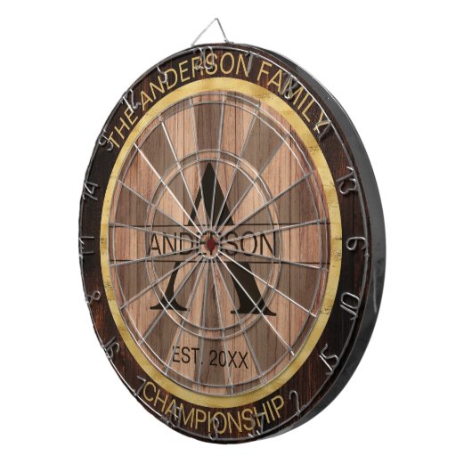 Familienname Rustikales Bauernhaus Holz Mit Monogr Dartscheibe (Vorderseite rechts)