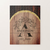 Familienname Rustikales Bauernhaus Holz Mit Monogr Puzzle (Vertikal)