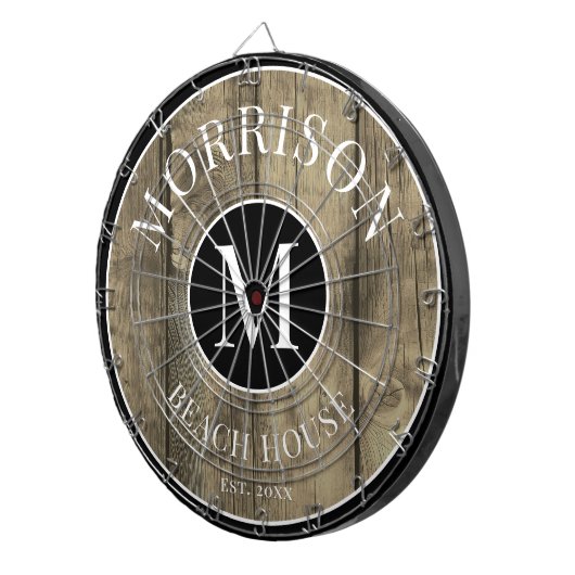 Familienname Rustikales Holz Dartscheibe (Vorderseite rechts)