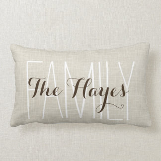 Familienname-rustikales schickes Monogramm-Kissen Lendenkissen