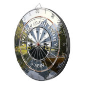 Familienname Rustische Kabinensfotografie Dartscheibe (Vorderseite rechts)