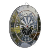 Familienname Rustische Kabinensfotografie Dartscheibe (Vorderseite Links)