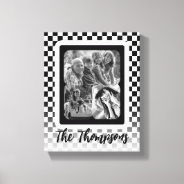 Familienname Schwarz/Weiß-FotoCollage Leinwanddruck