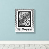 Familienname Schwarz/Weiß-FotoCollage Leinwanddruck (Insitu (Holzboden))