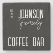 Familienname Schwarzer und Weißer Kaffee Steinuntersetzer (Vorderseite)