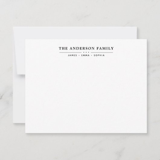 Familienname Script Black Typografy Schriftart Mitteilungskarte (Vorderseite)