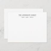 Familienname Script Black Typografy Schriftart Mitteilungskarte (Vorne/Hinten)