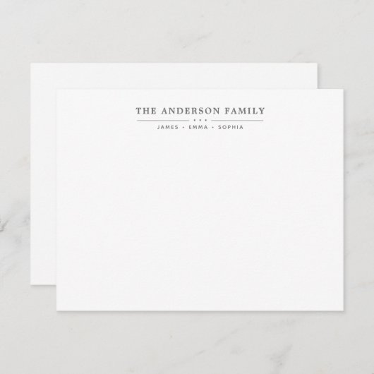 Familienname Script Silver Gray Typogray Schriftar Mitteilungskarte (Vorne/Hinten)